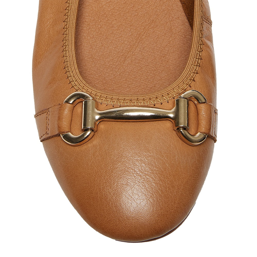 Pilgrim Ballet Flat in Tan Leather