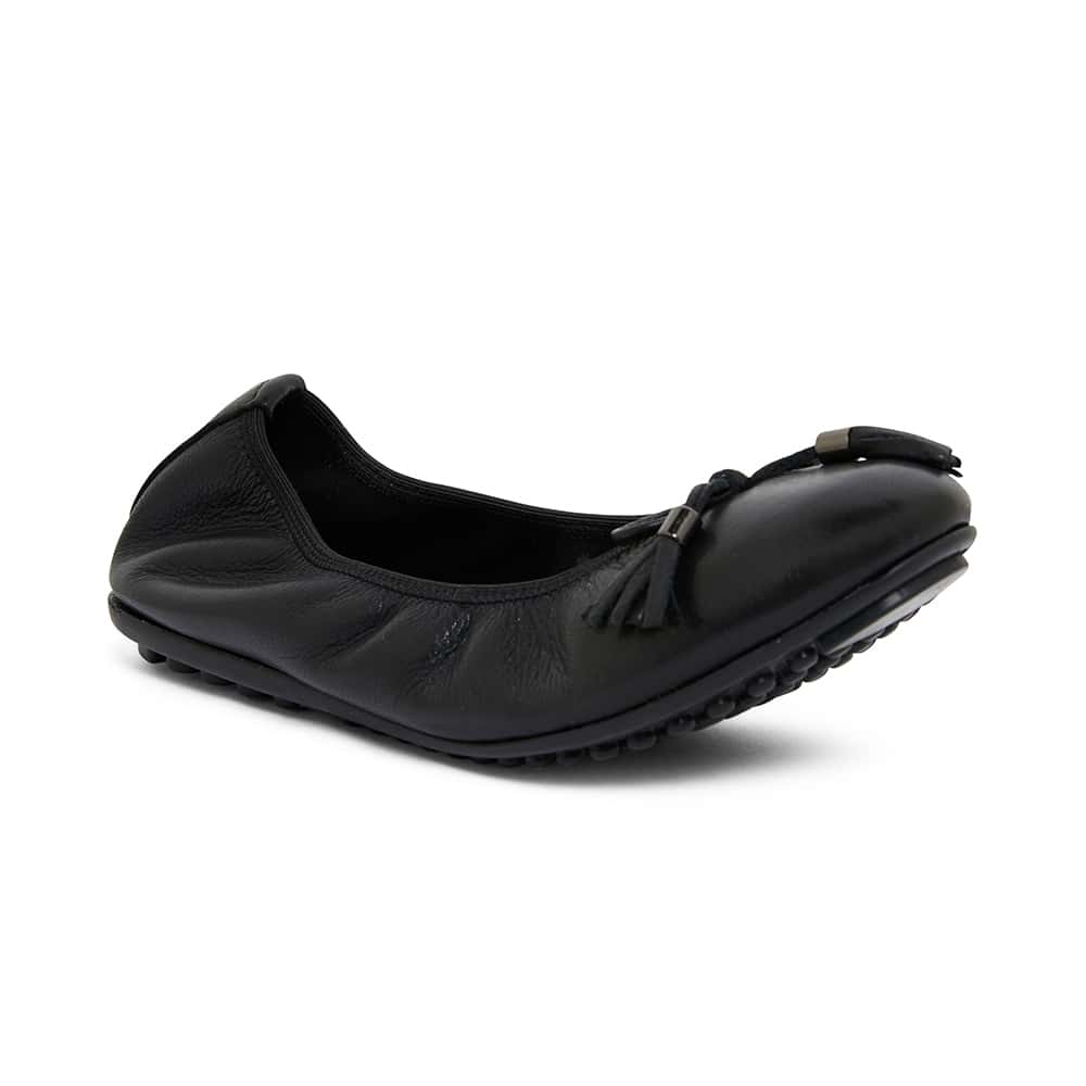 Prima Ballet Flat in Black Leather
