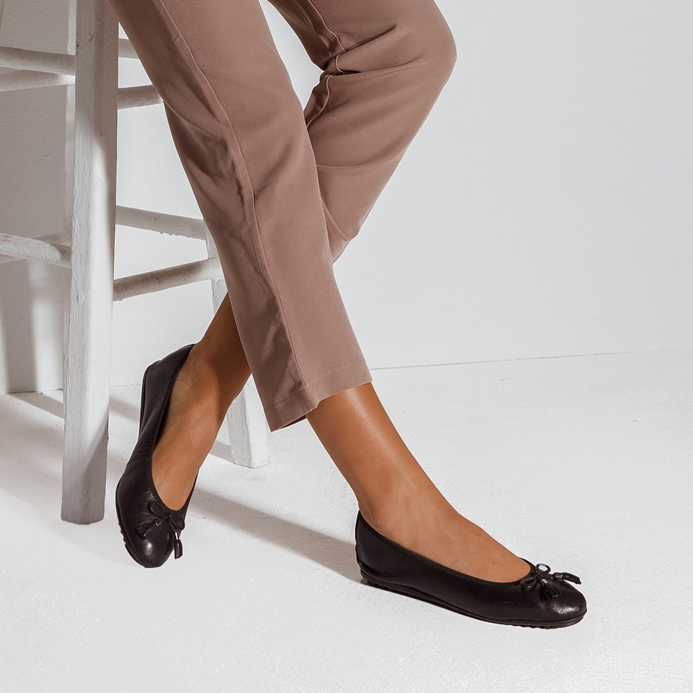 Prima Ballet Flat in Black Leather