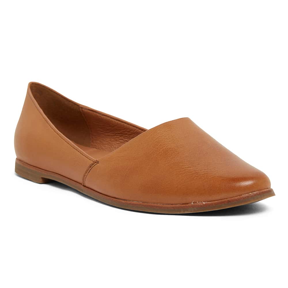 Rachael Ballet Flat in Tan Leather