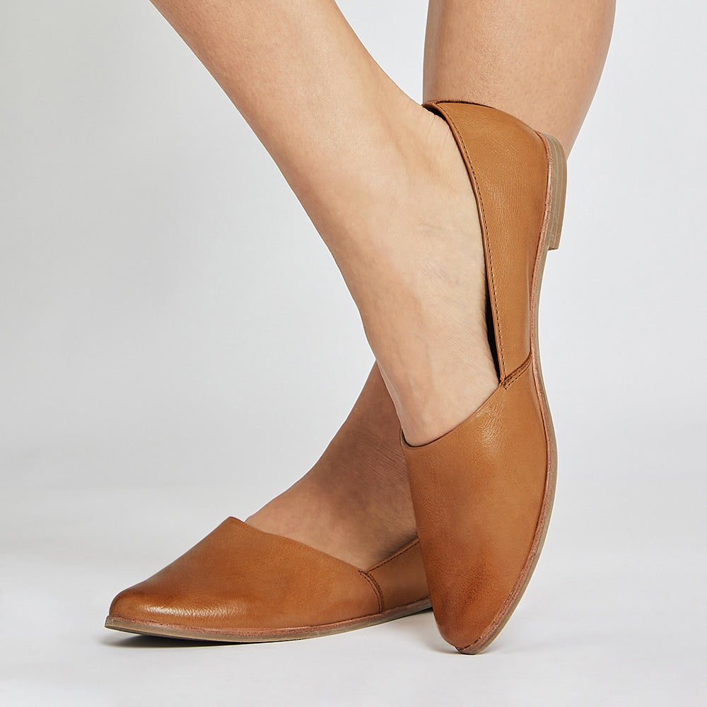 Rachael Ballet Flat in Tan Leather