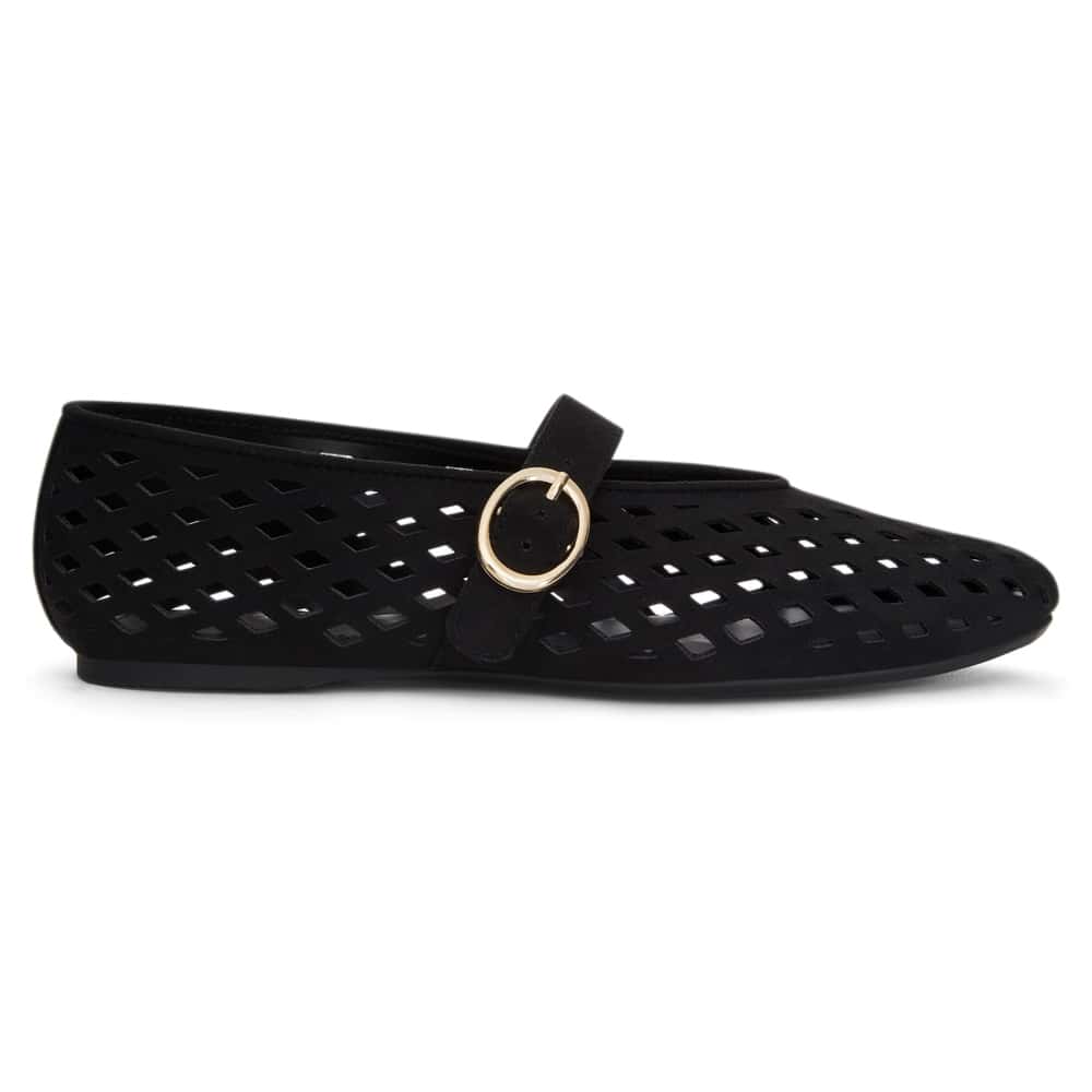 Tegan Ballet Flat in Black Micro