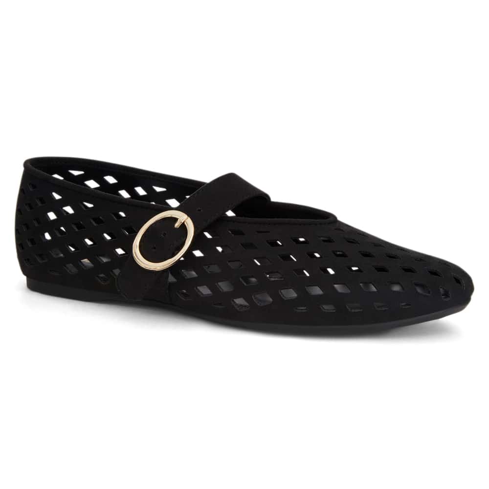 Tegan Ballet Flat in Black Micro