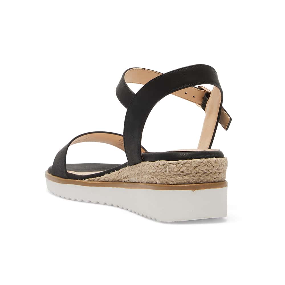 Verona Wedge in Black Smooth