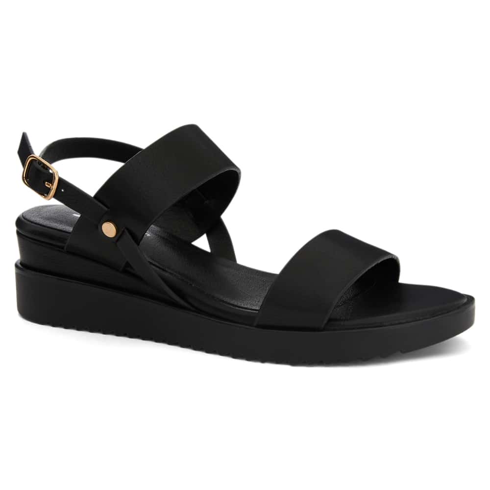 Vespa Wedge in Black Smooth