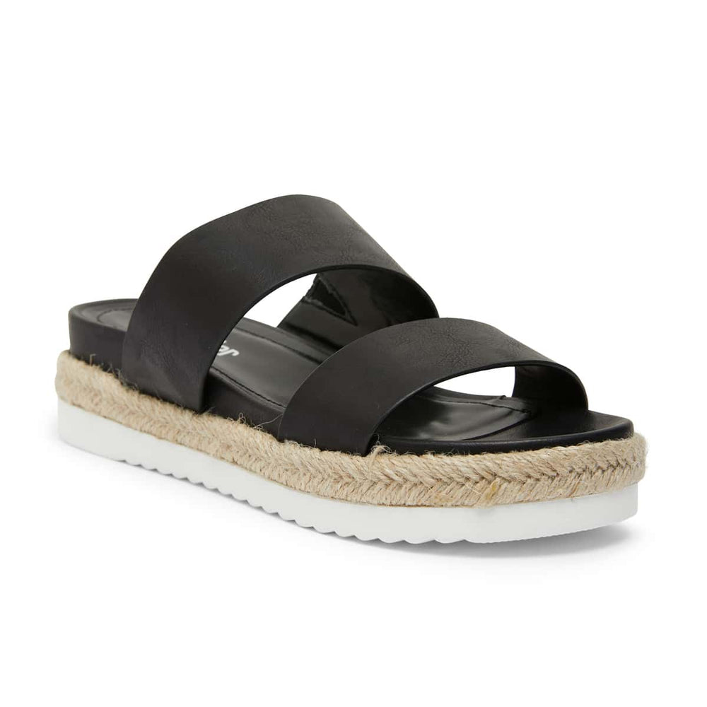 Wagon Espadrille in Black Smooth
