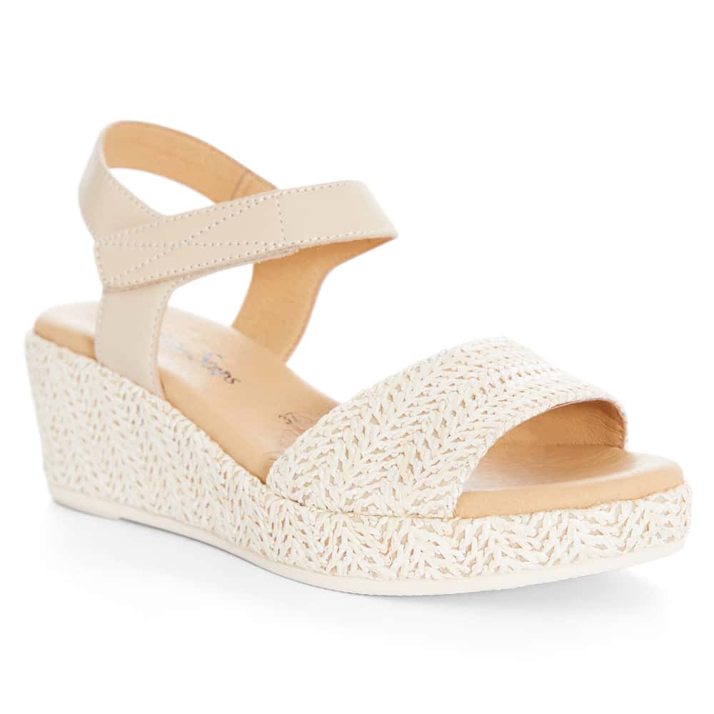 Bangkok Wedge in Bone Raffia