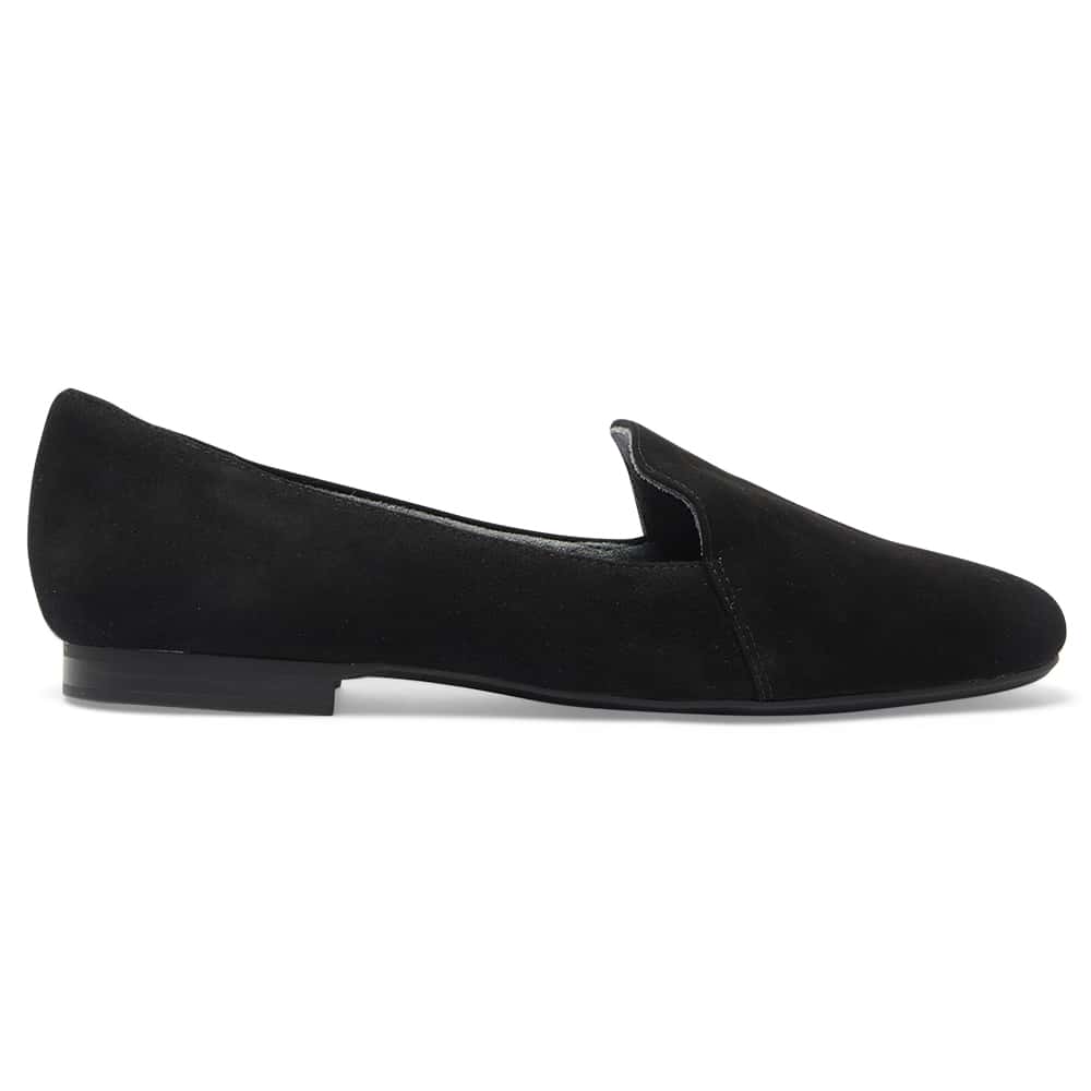 Castle Flat in Black Suede