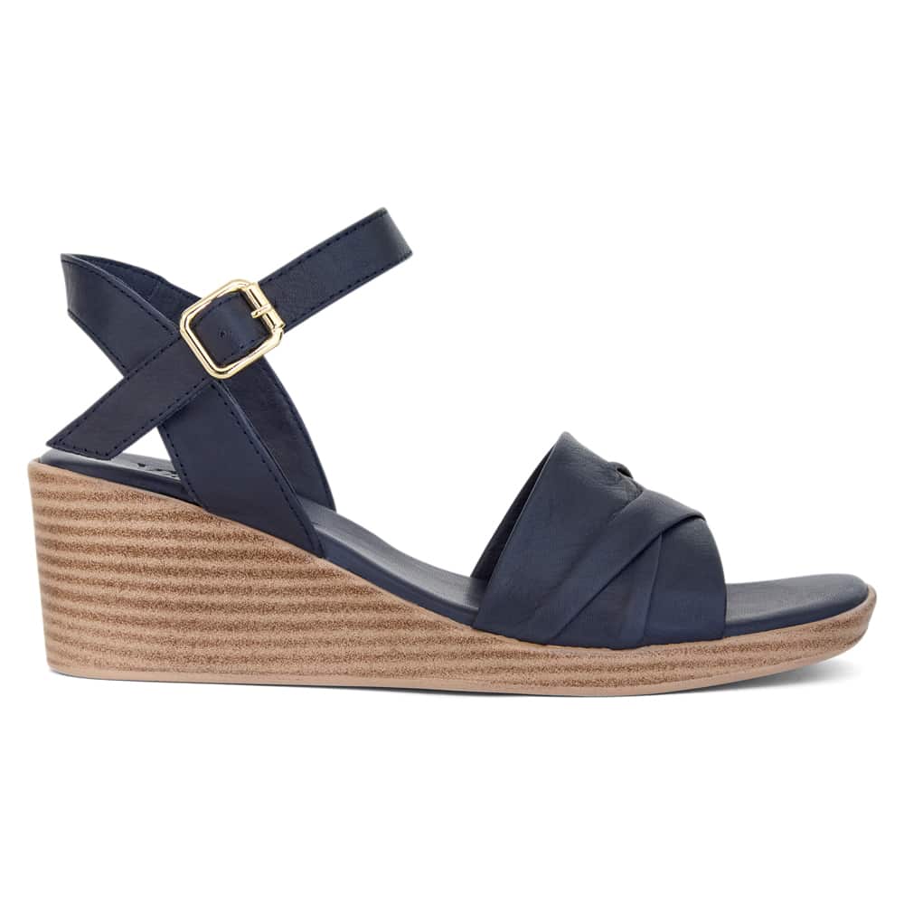 Celia Wedge in Navy Leather