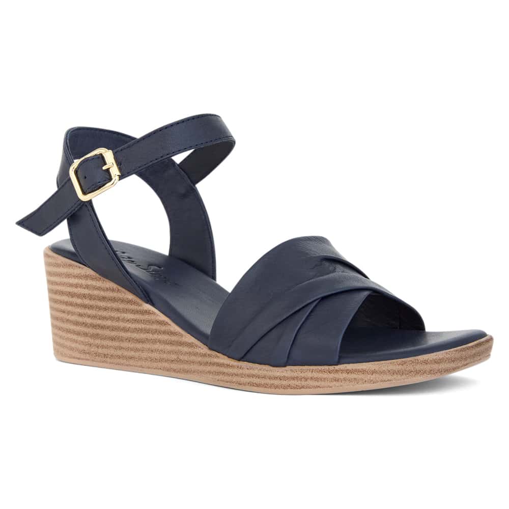 Celia Wedge in Navy Leather