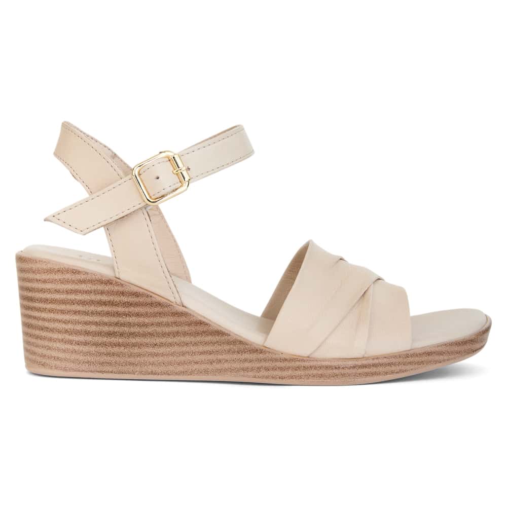 Celia Wedge in Nude Leather