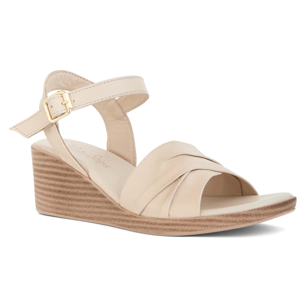 Celia Wedge in Nude Leather