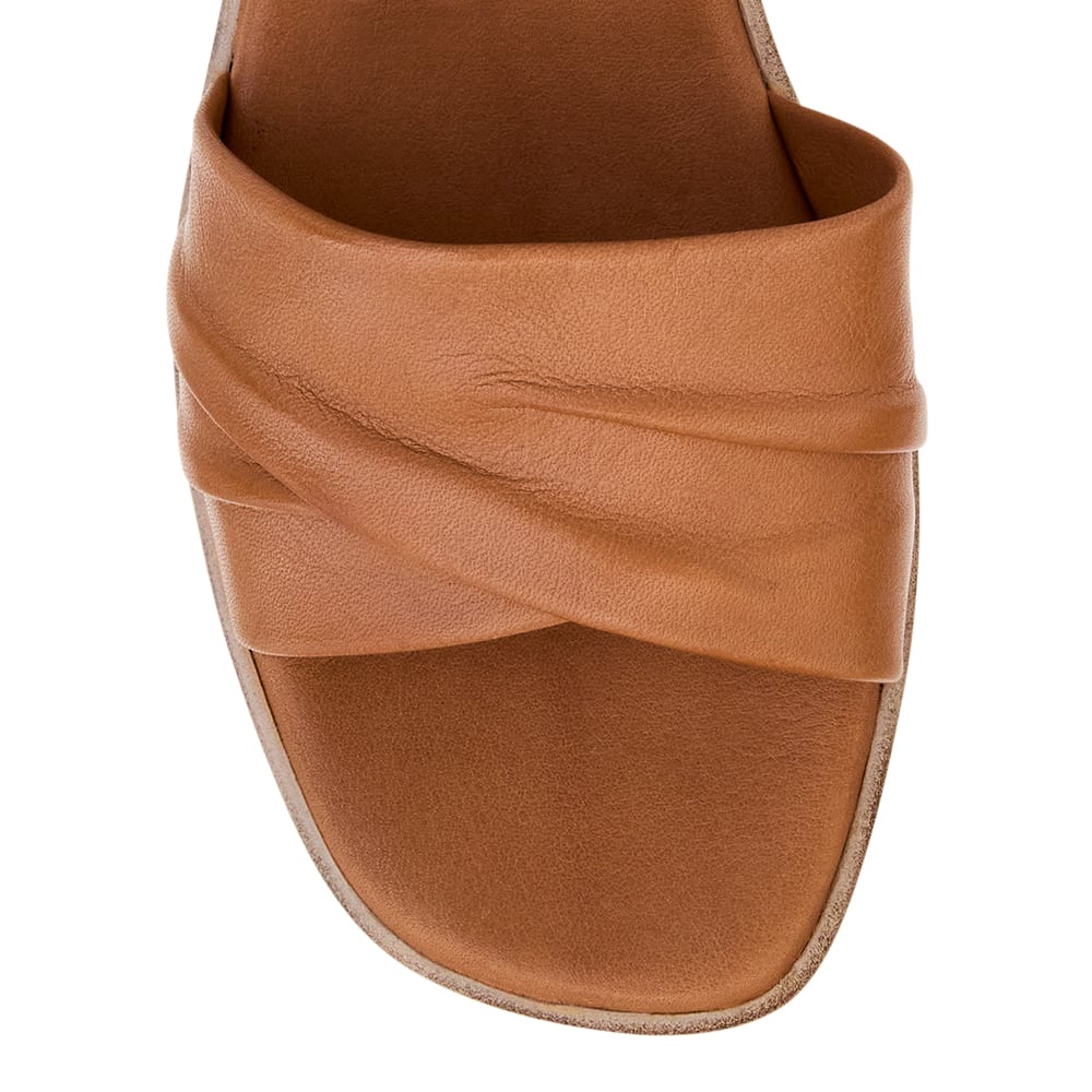 Celia Wedge in Tan Leather