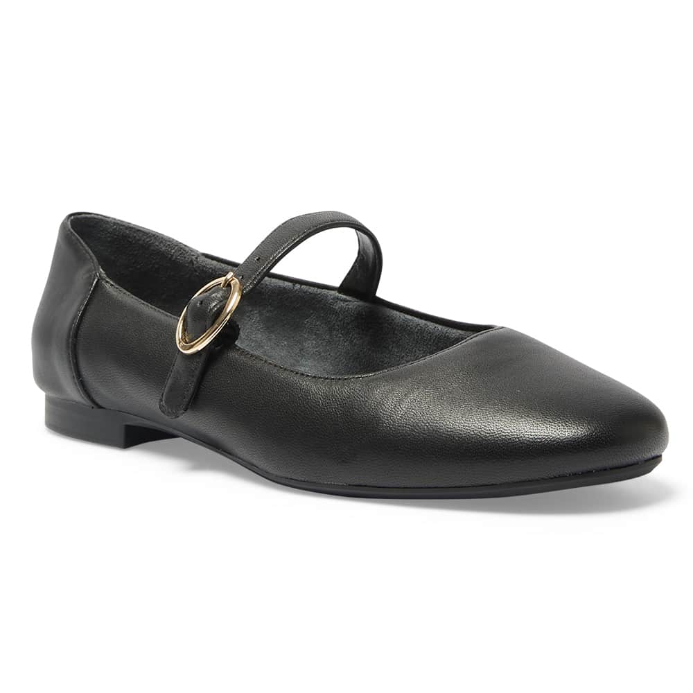Colby Flat in Black Leather