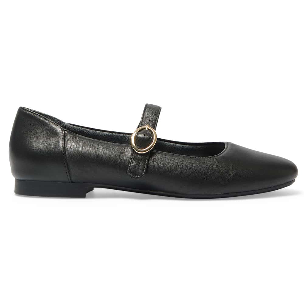 Colby Flat in Black Leather
