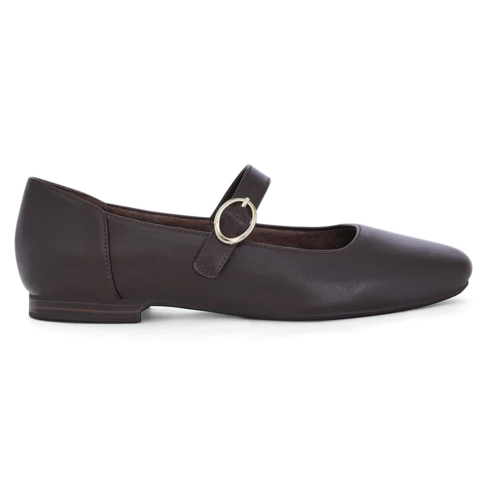 Colby Ballet Flat in Chocolate  Leather