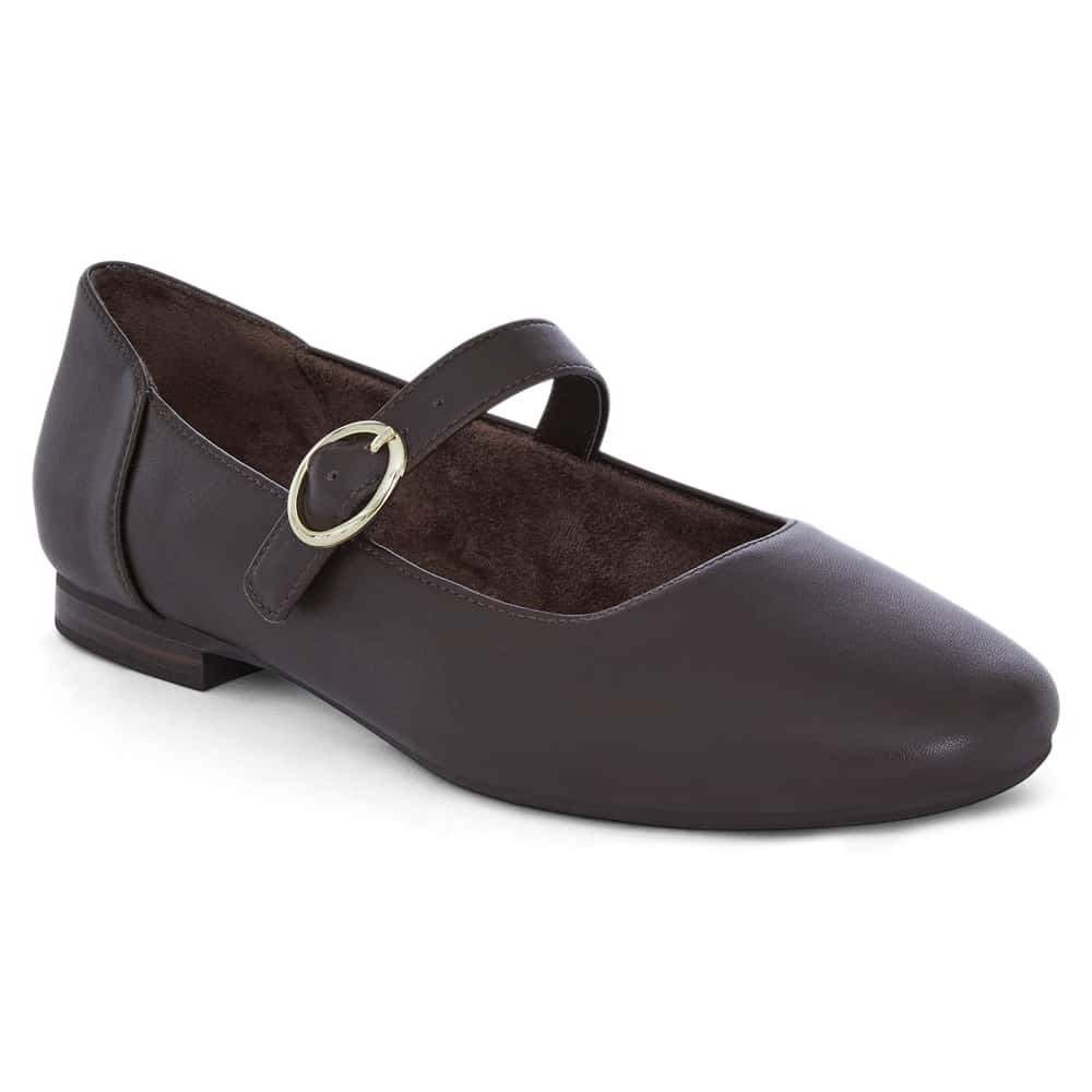 Colby Ballet Flat in Chocolate  Leather