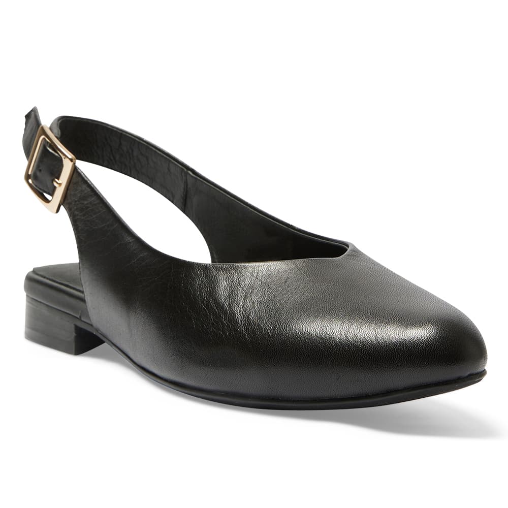 Delta Ballet Flat in Black Leather