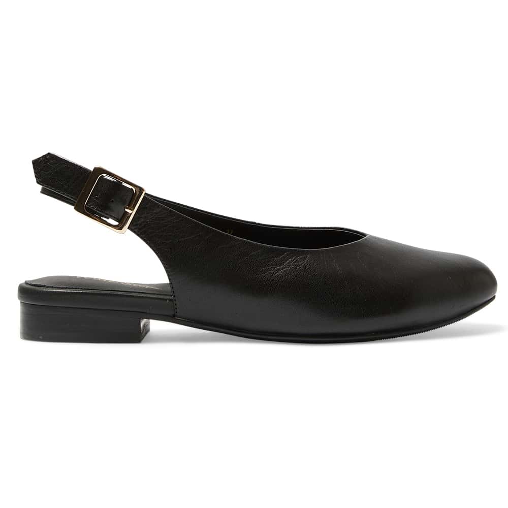 Delta Ballet Flat in Black Leather