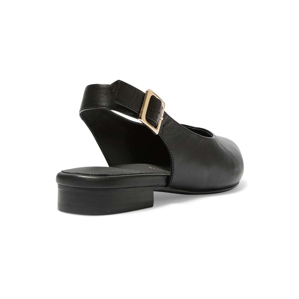 Delta Ballet Flat in Black Leather