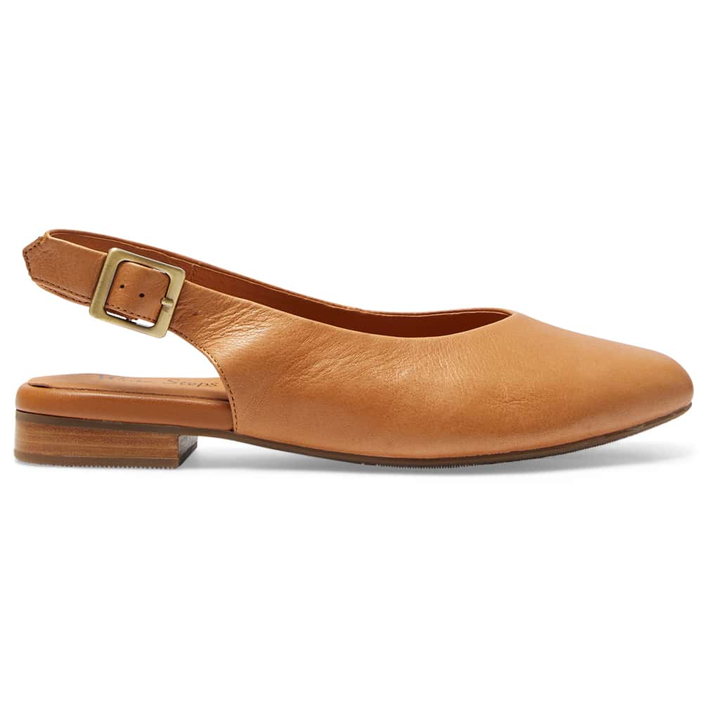 Delta Ballet Flat in Tan Leather