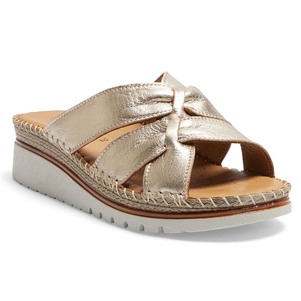 Hannah Slide in Pewter Leather