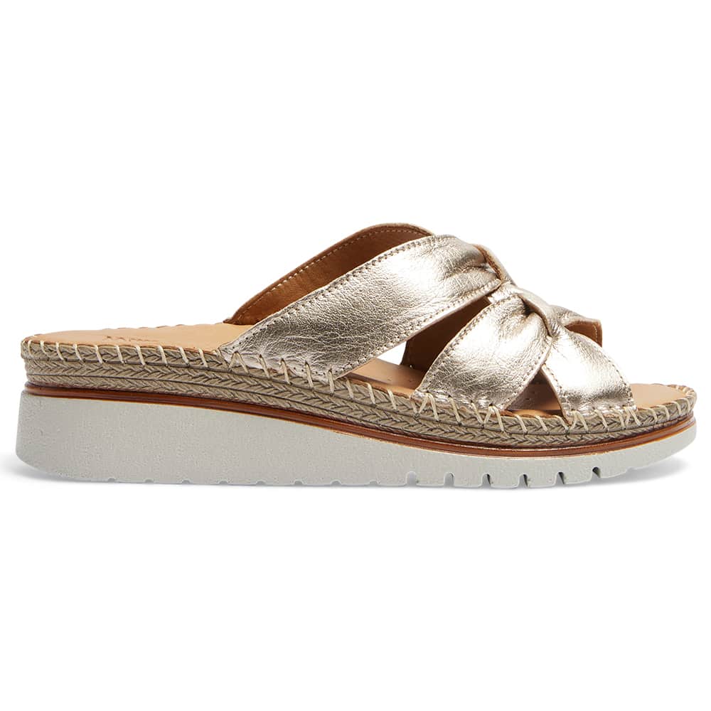 Hannah Slide in Pewter Leather