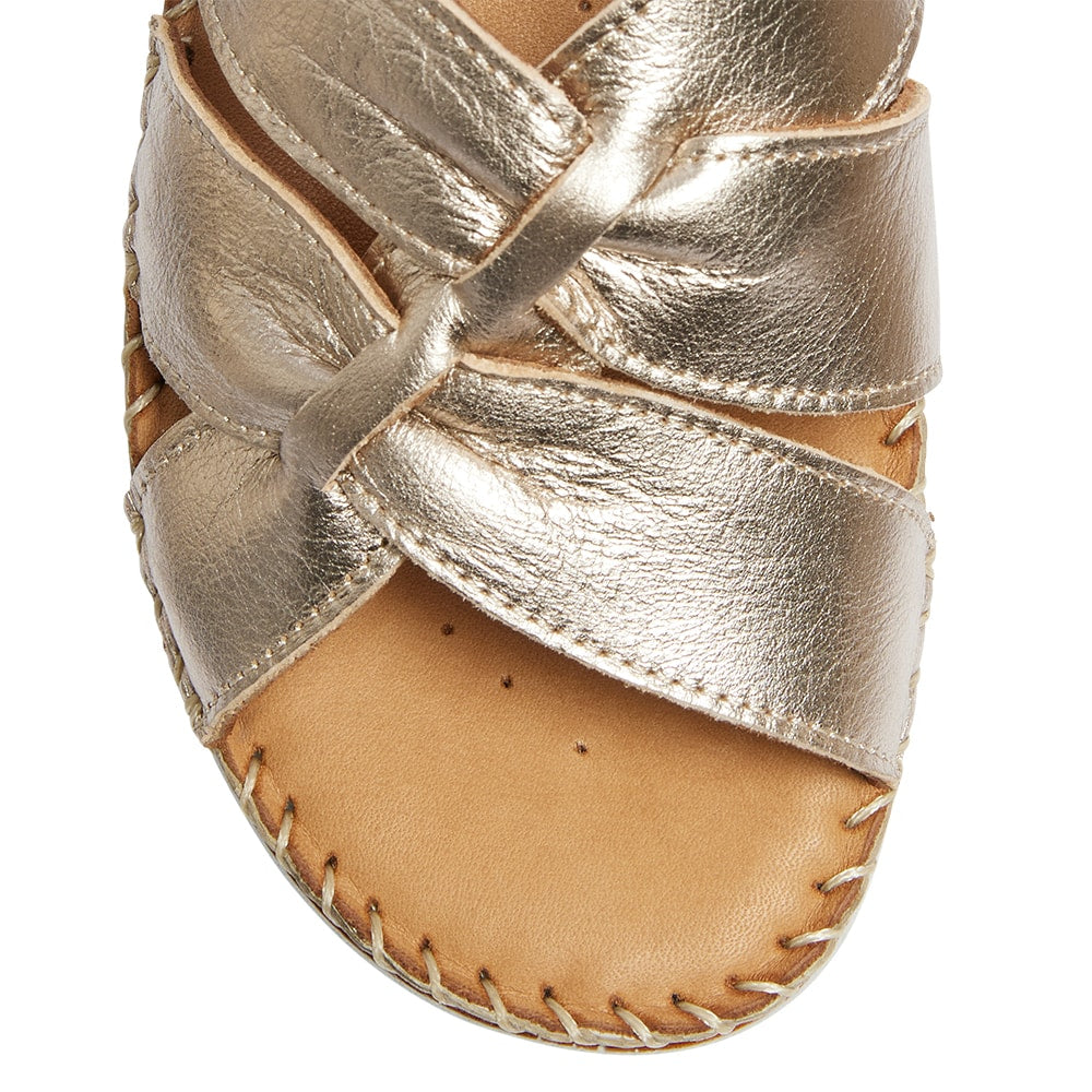 Hannah Slide in Pewter Leather