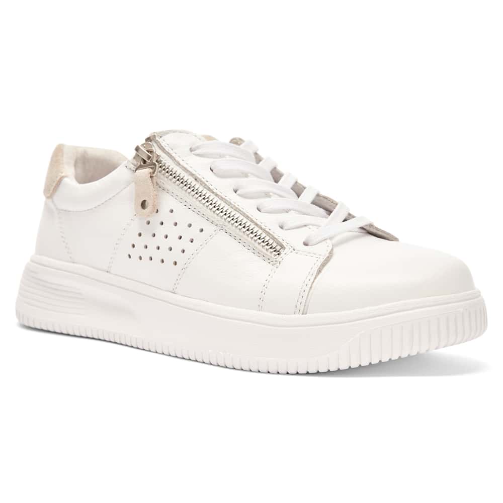 Novella Sneaker in White And Taupe Leather
