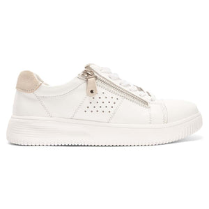 Wide Steps Novella Sneaker in White And Taupe Leather