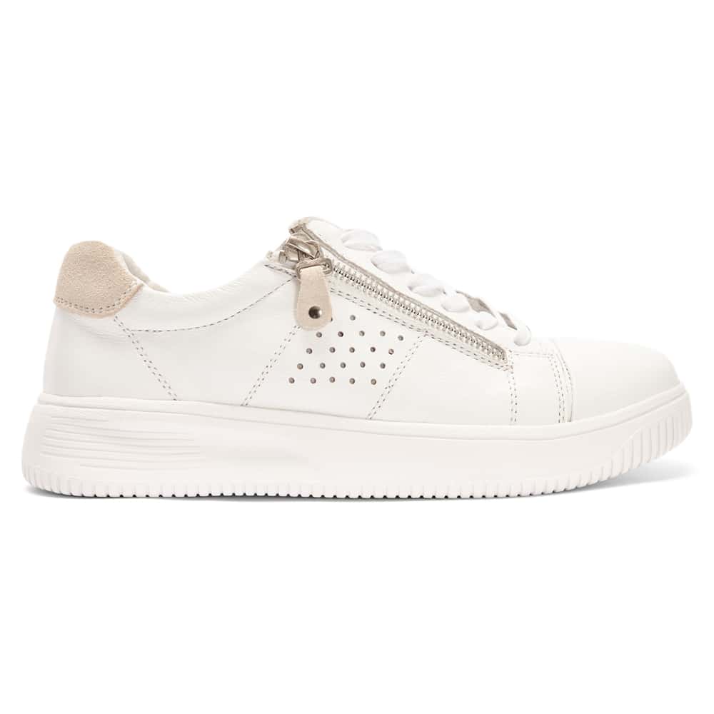 Novella Sneaker in White And Taupe Leather