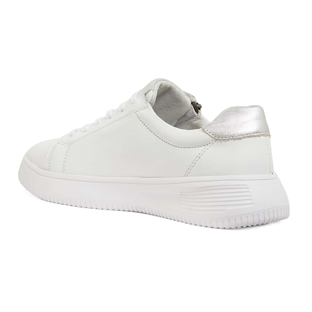 Novella Sneaker in White And Silver Leather