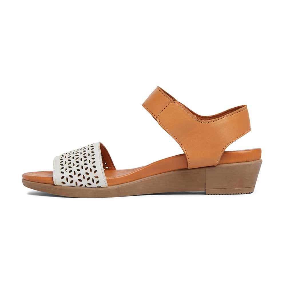 Accord Sandal in White And Cognac Leather