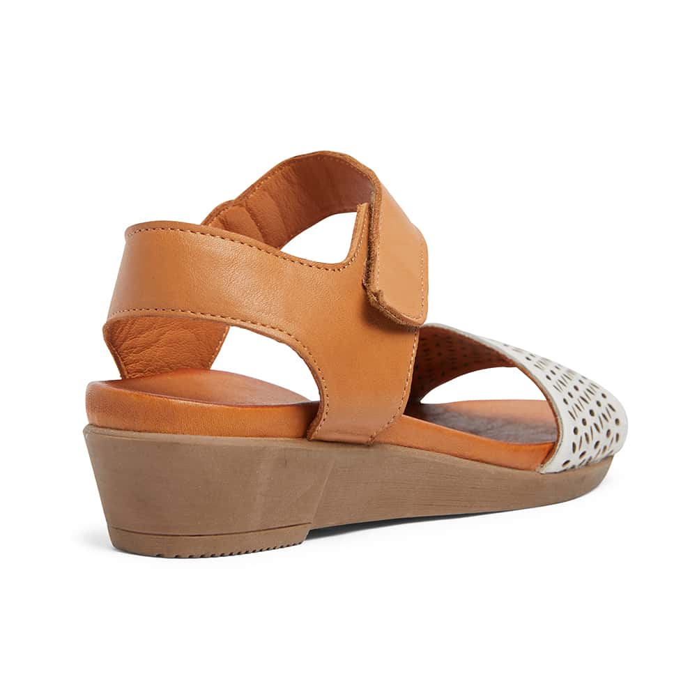 Accord Sandal in White And Cognac Leather