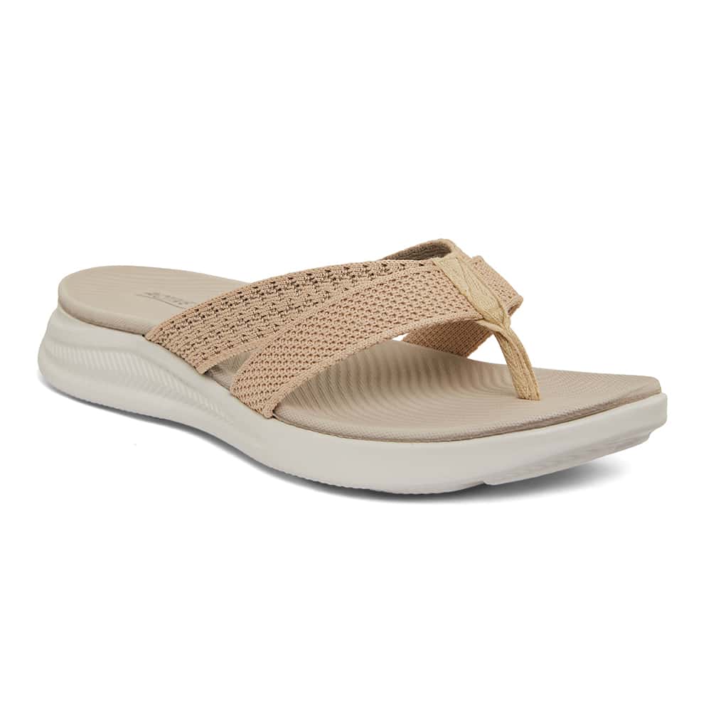 Magda Slide in Beige Stretch