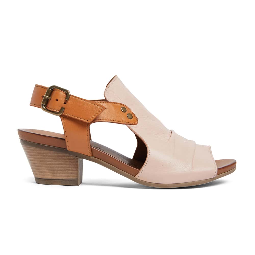 Zambia Heel in Blush And Cognac Leather