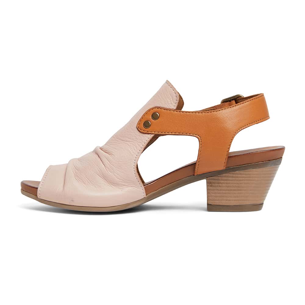 Zambia Heel in Blush And Cognac Leather