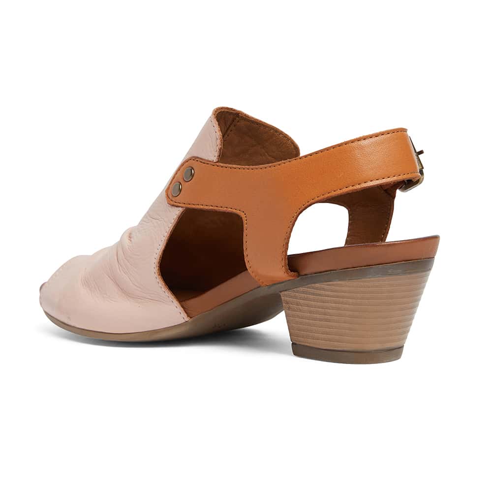 Zambia Heel in Blush And Cognac Leather