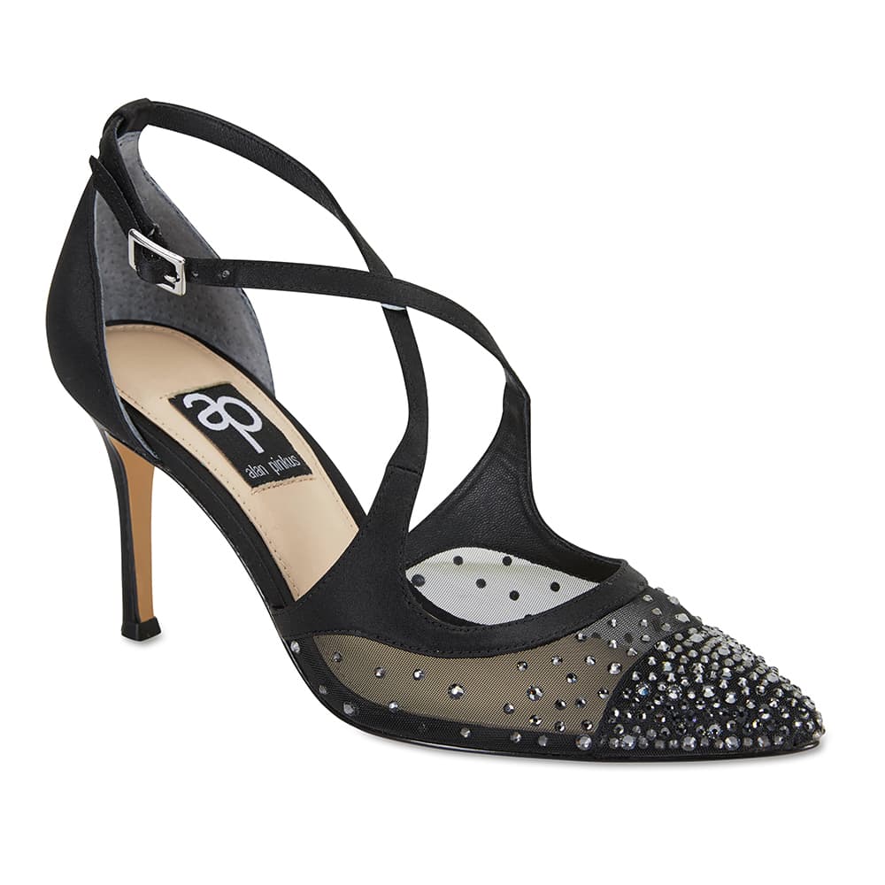 Candid Heel in Black Satin