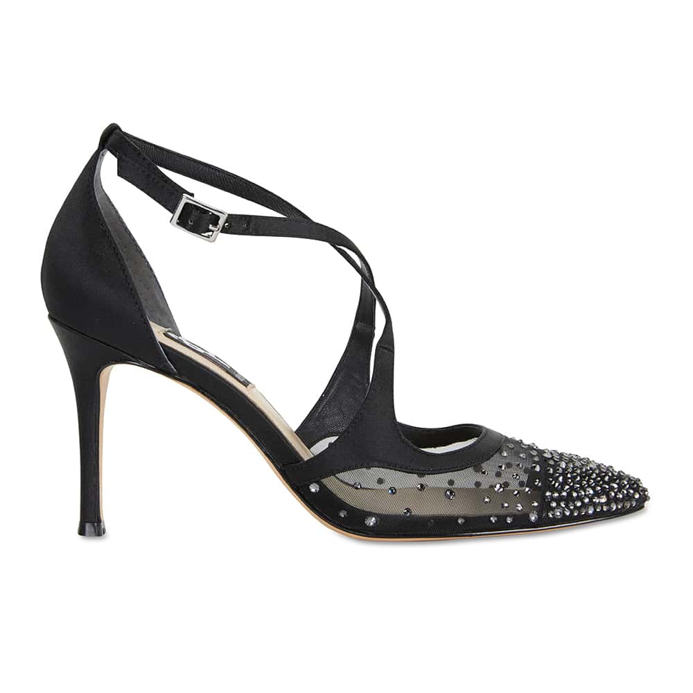 Candid Heel in Black Satin
