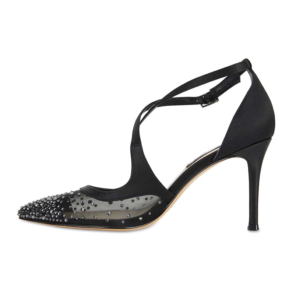Candid Heel in Black Satin