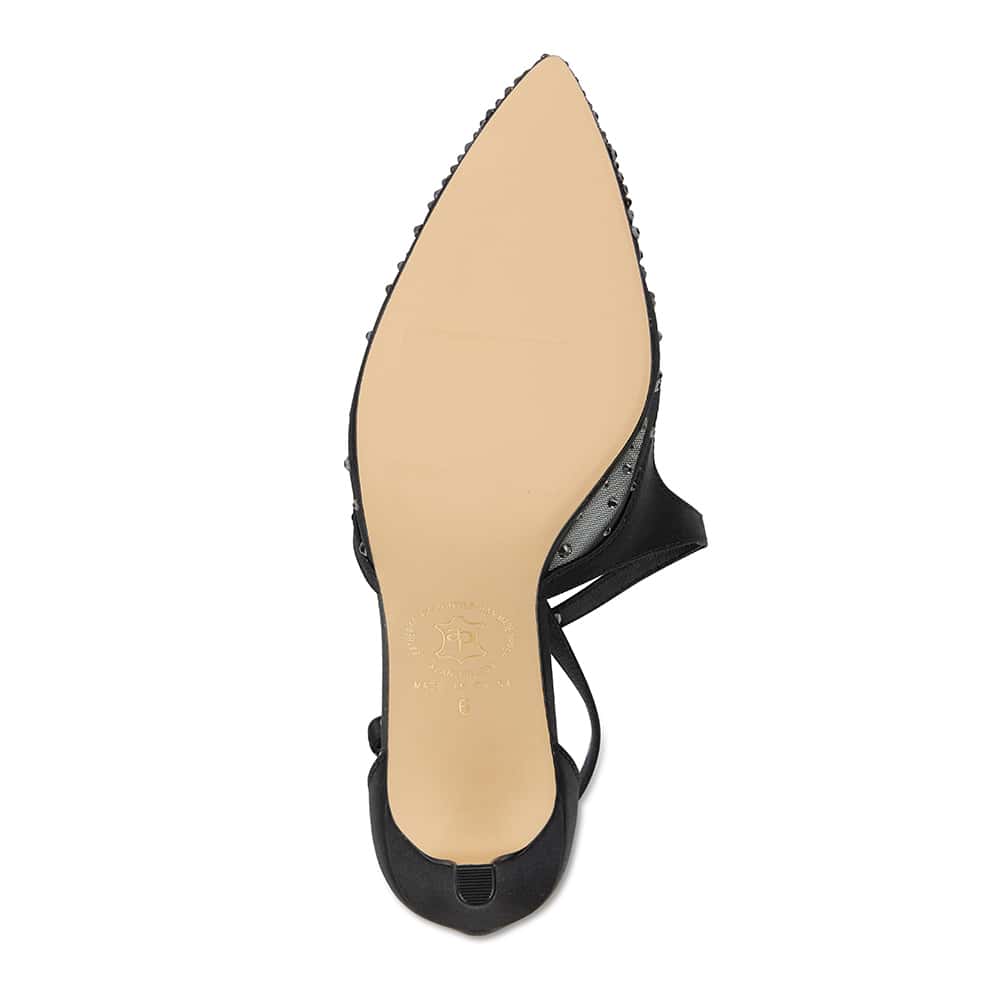 Candid Heel in Black Satin