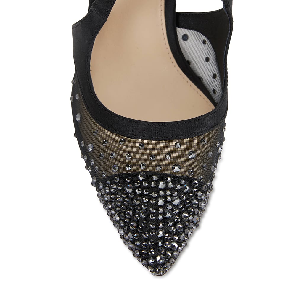 Candid Heel in Black Satin