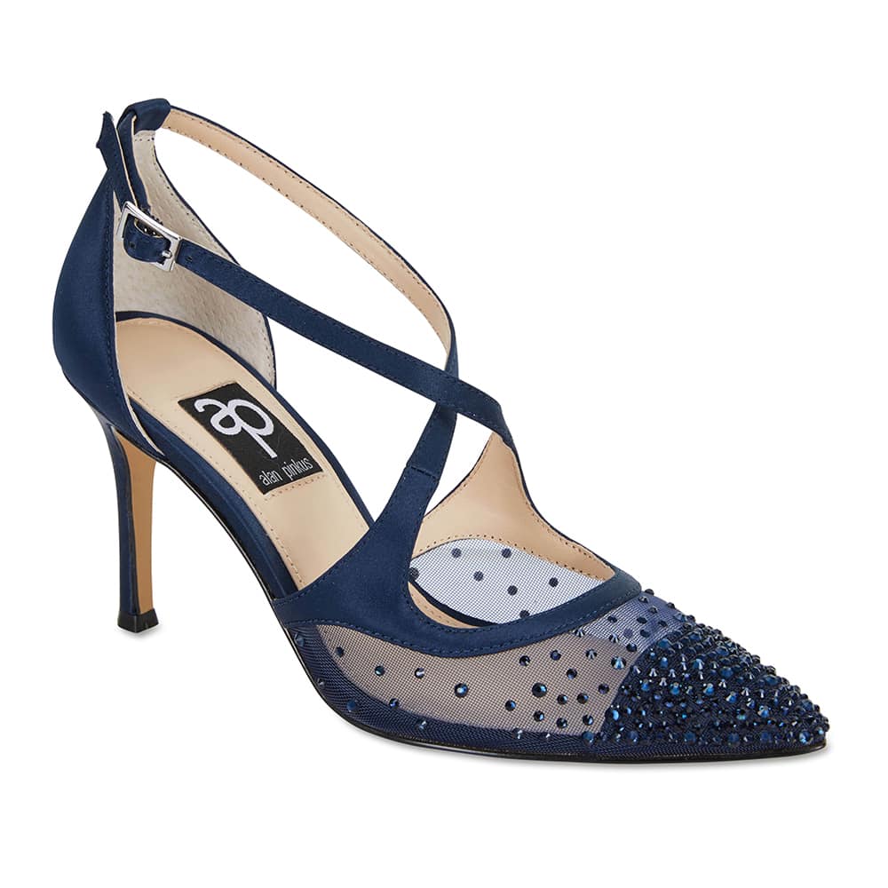 Candid Heel in Navy Satin