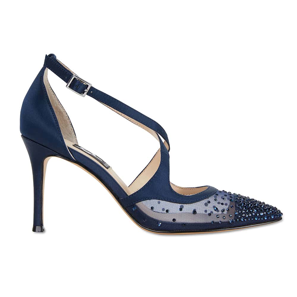 Candid Heel in Navy Satin