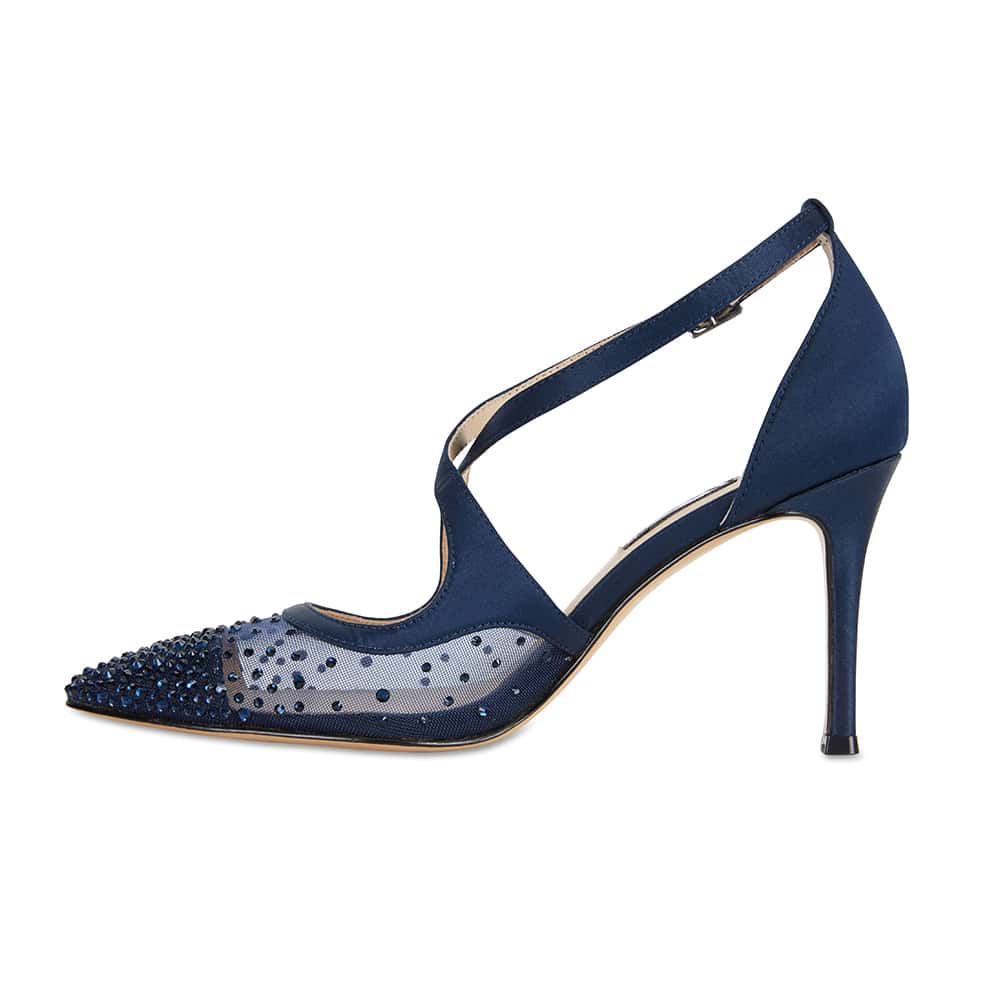 Candid Heel in Navy Satin