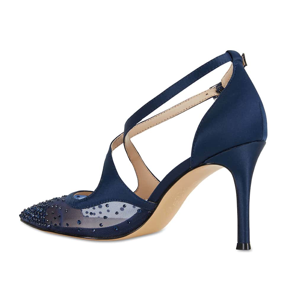 Candid Heel in Navy Satin