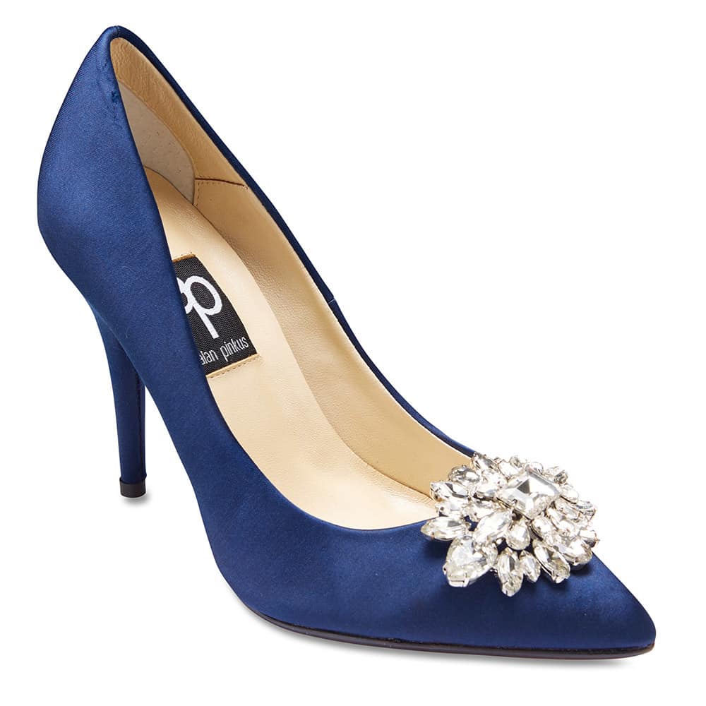 Keisha Heel in Bright Navy Satin