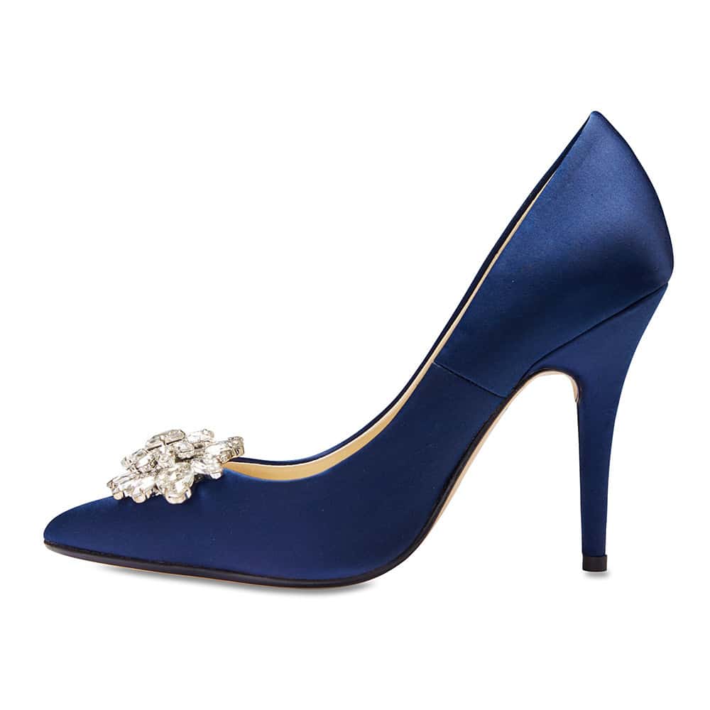 Keisha Heel in Bright Navy Satin