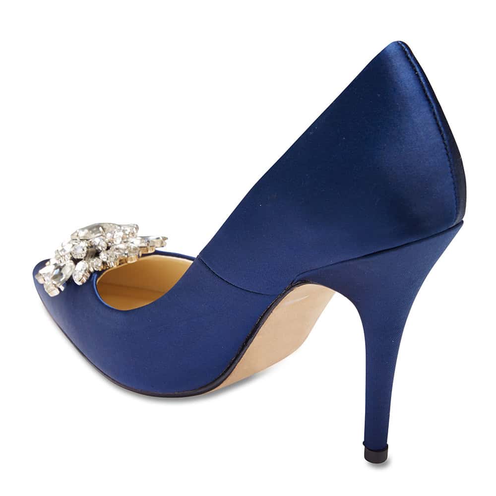 Keisha Heel in Bright Navy Satin